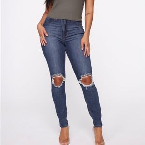 High Rise Jeans - Medium Blue Wash